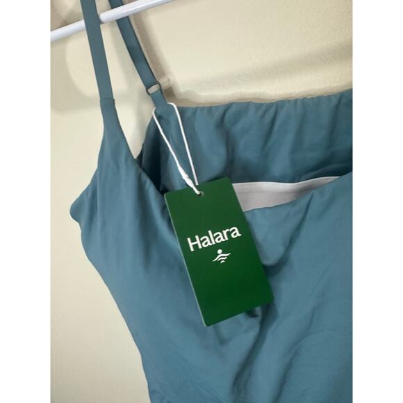 Halara NWT Sz L Breezeful Flowy Midi Dress Blue High Low Strappy - Picture 3 of 5